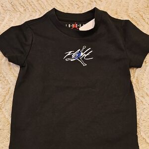 Jordan Kids Black Tee with Blue Logo